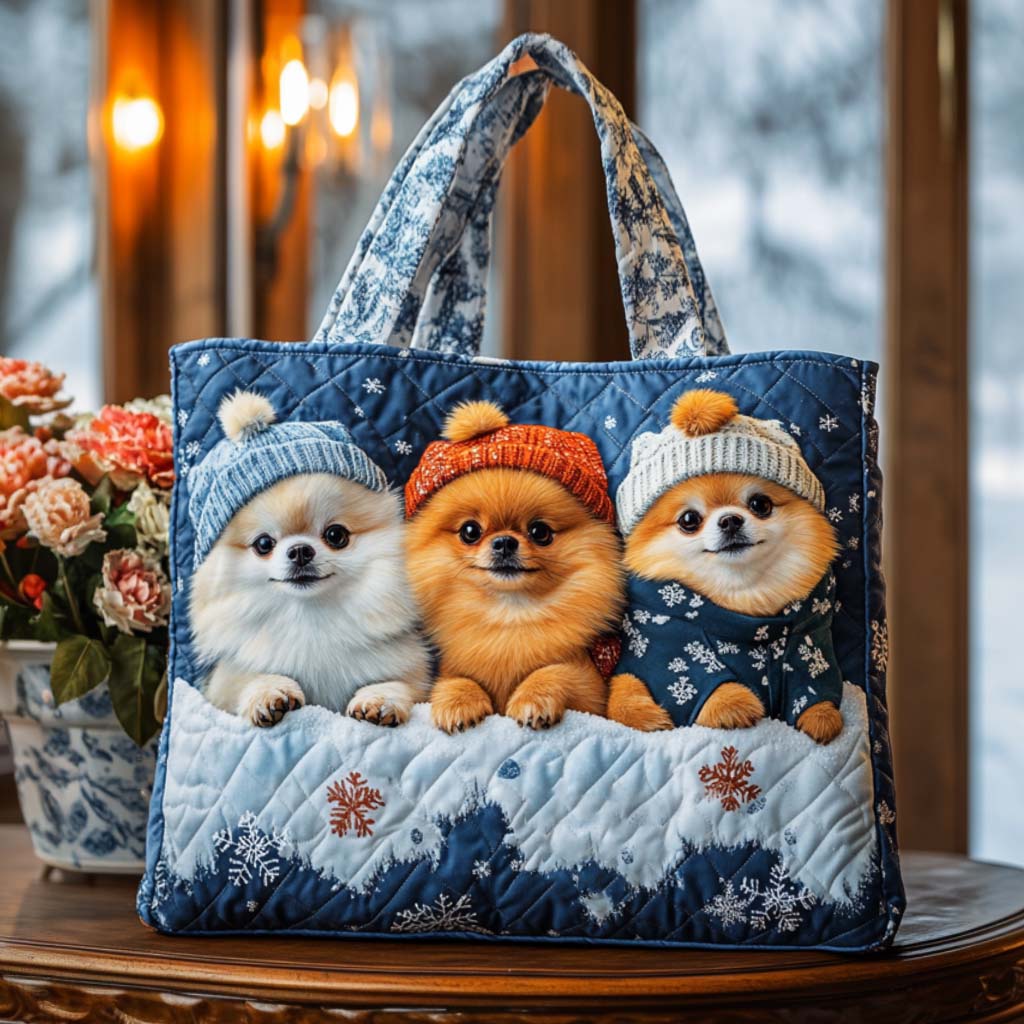 Pomeranian Quilted Tote Bag VTQ-Myprintsy
