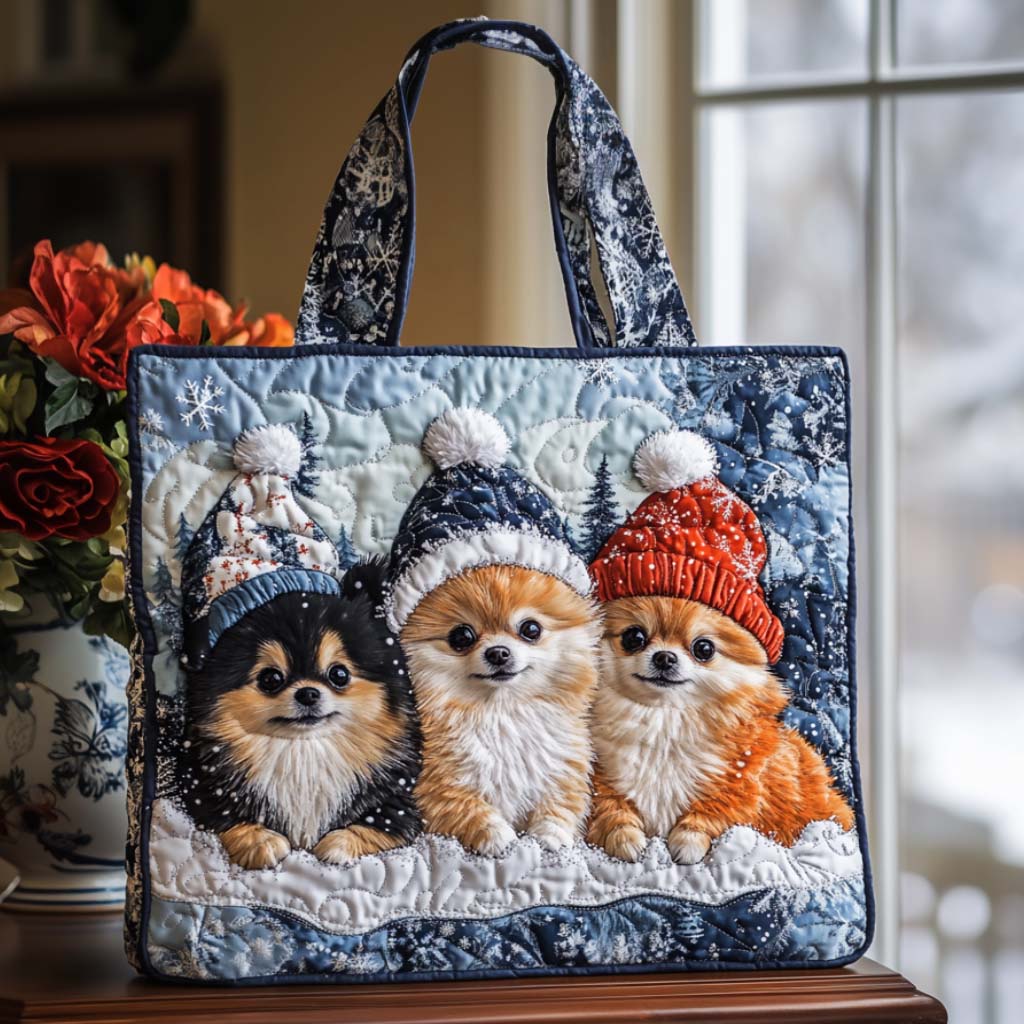 Pomeranian Quilted Tote Bag VTQ-Myprintsy