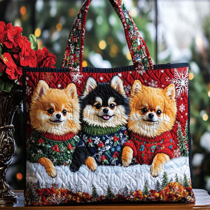 Pomeranian Quilted Tote Bag VTQ-Myprintsy