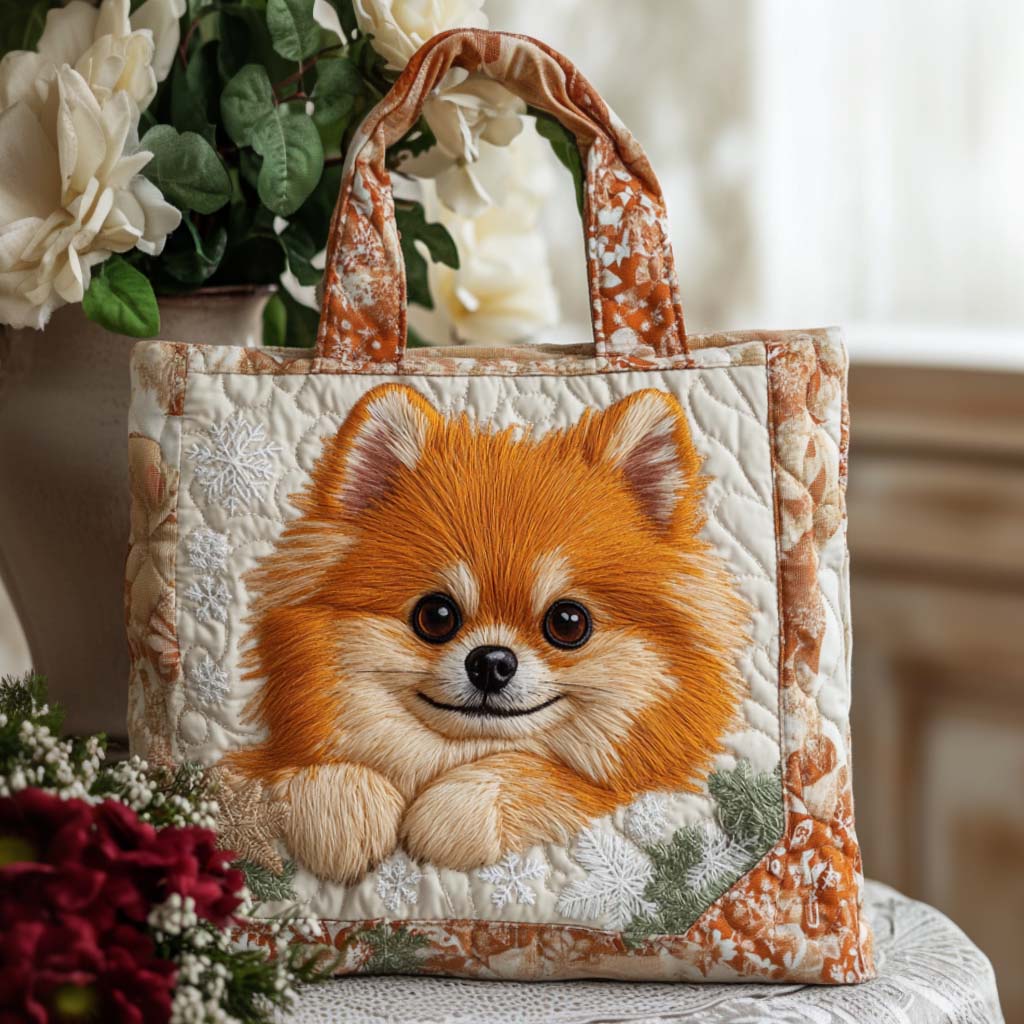 Pomeranian Quilted Tote Bag VTQ-Myprintsy