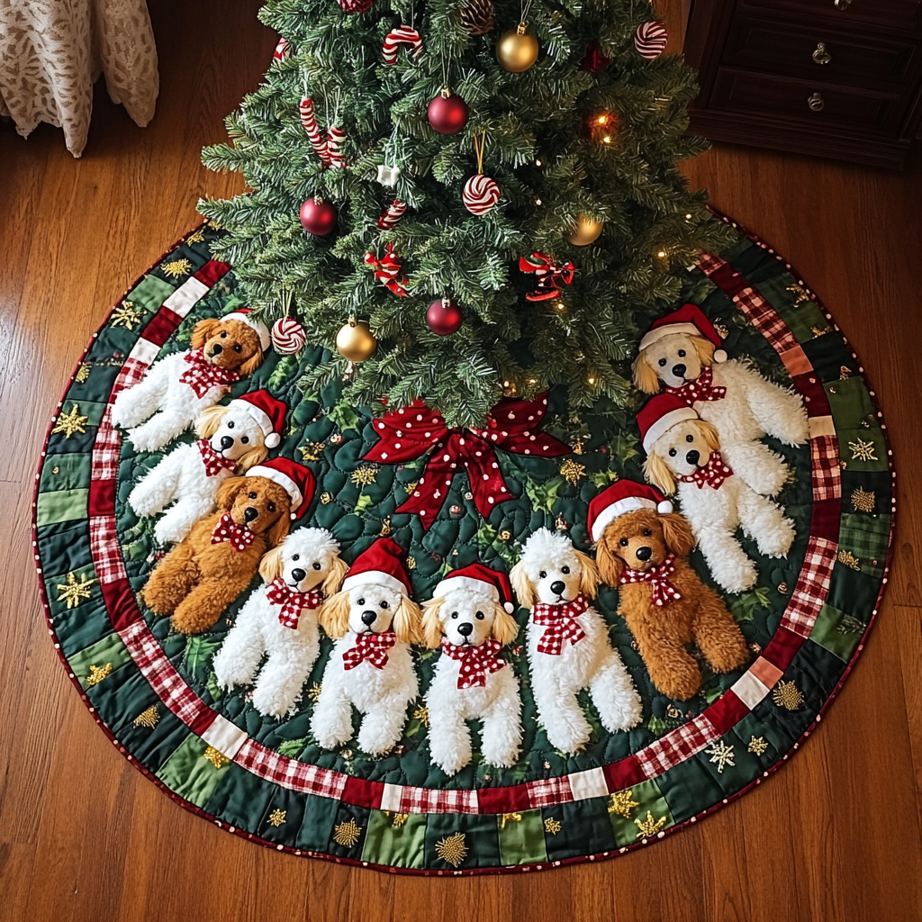 Poodle Noel Christmas Quilted Tree Skirt VTQ-Myprintsy