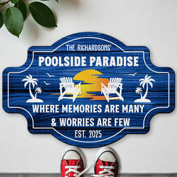 Poolside Paradise - Personalized Doormat - Gift For Family and Beach Goers-Myprintsy