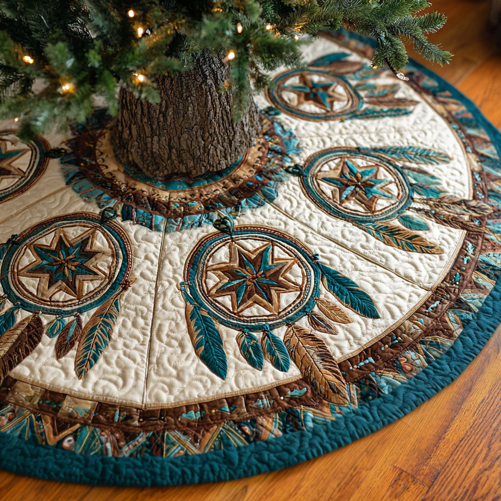 Prairie Feathers Christmas Quilted Tree Skirt-Myprintsy