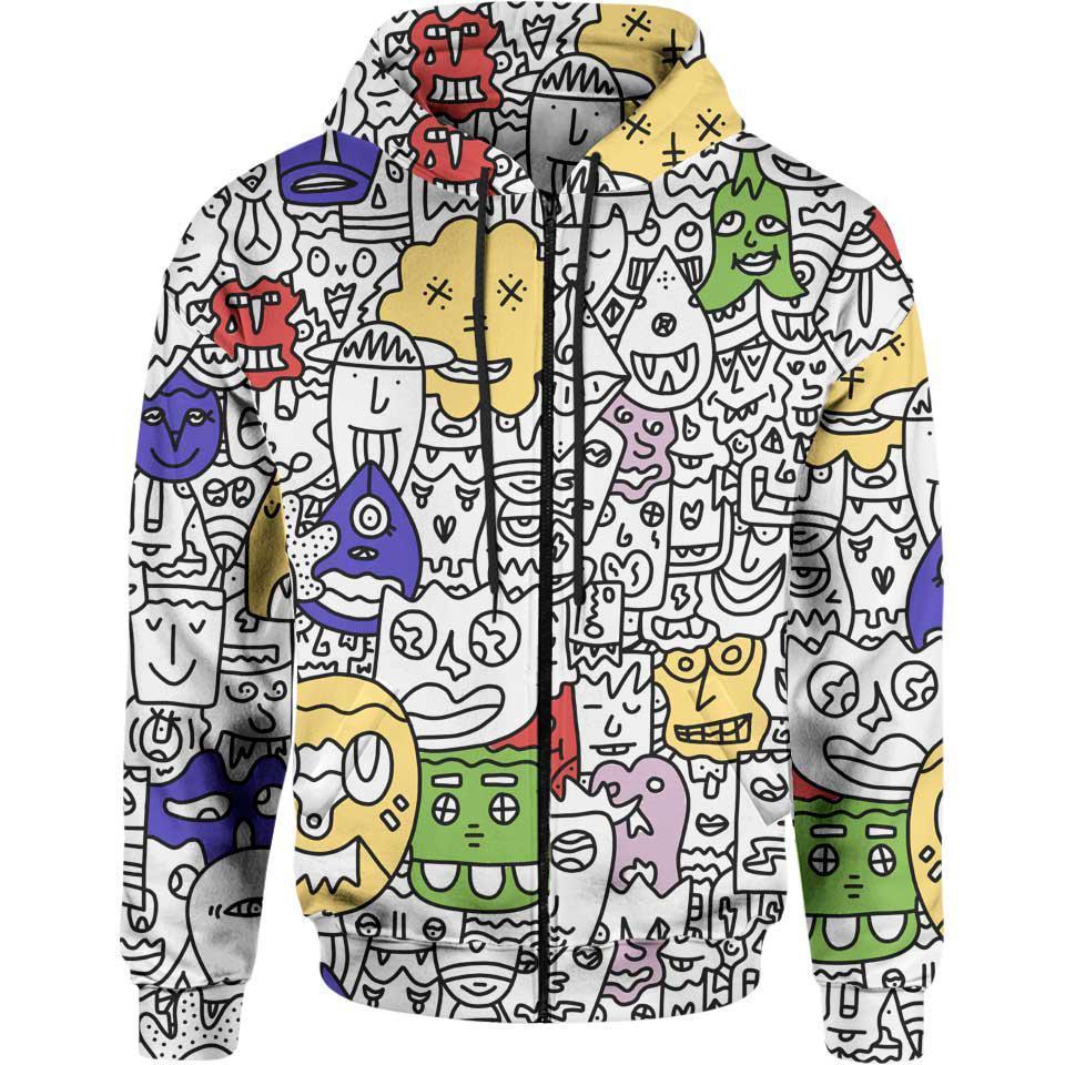 Pretty Done'S Doodle Zip Hoodie