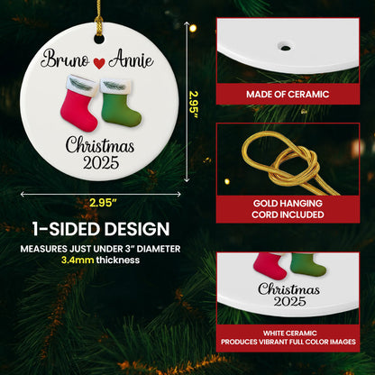 Christmas Stocking 2025 - Gift For Loved Ones - Personalized Ceramic Ornament