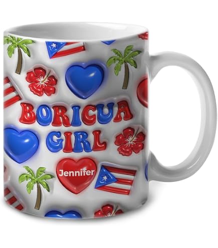 Puerto Rico Boricua Girl - Personalized Ceramic Mug-Myprintsy