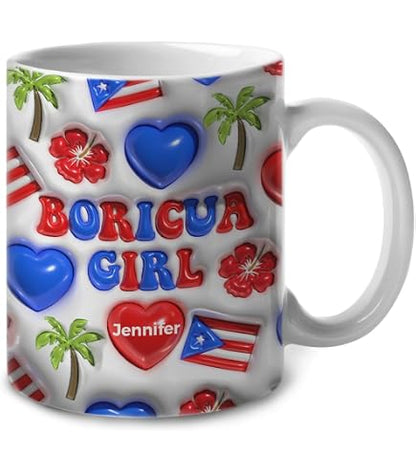 Puerto Rico Boricua Girl - Personalized Ceramic Mug-Myprintsy