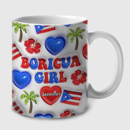 Puerto Rico Boricua Girl - Personalized Ceramic Mug-Myprintsy