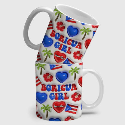 Puerto Rico Boricua Girl - Personalized Ceramic Mug-Myprintsy