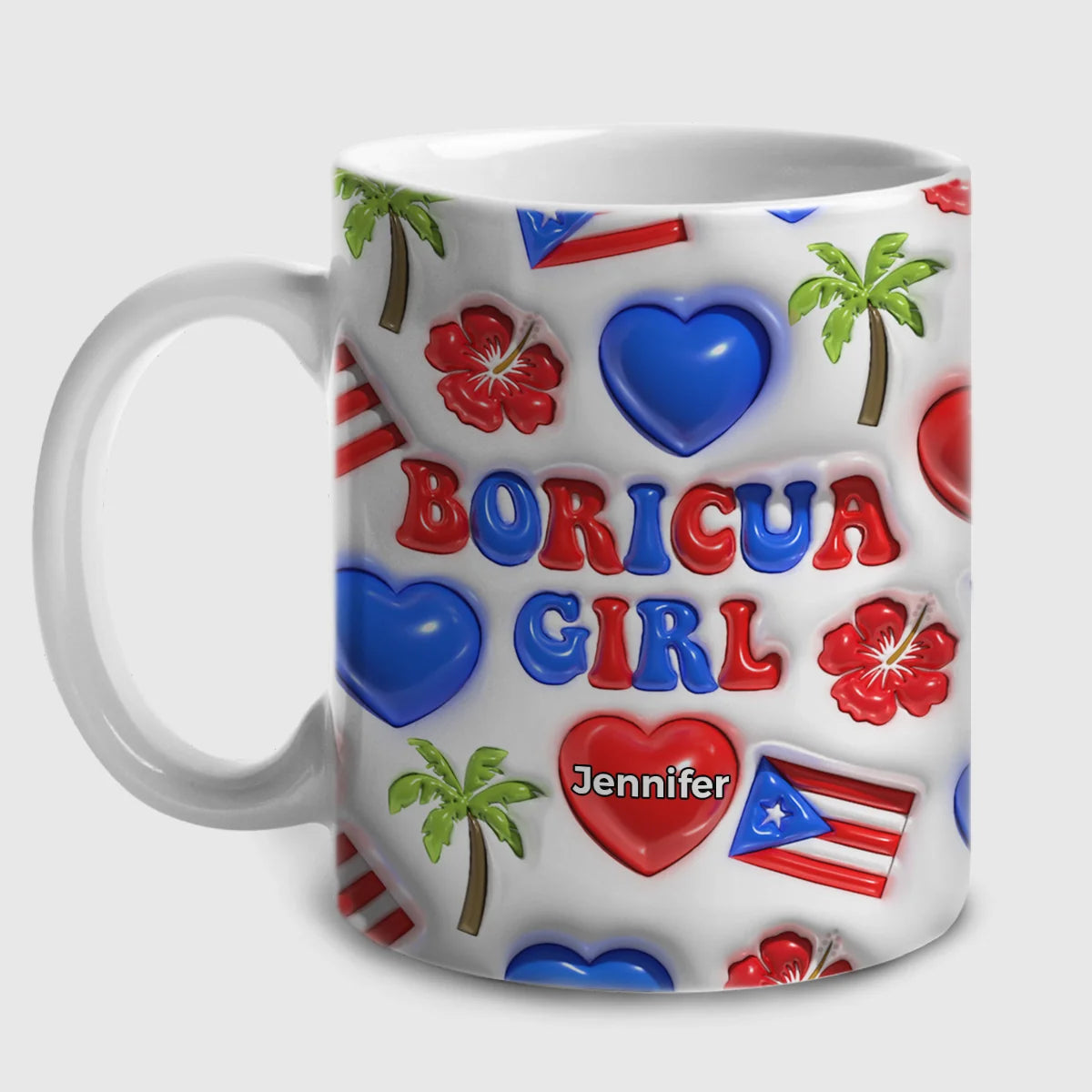 Puerto Rico Boricua Girl - Personalized Ceramic Mug-Myprintsy