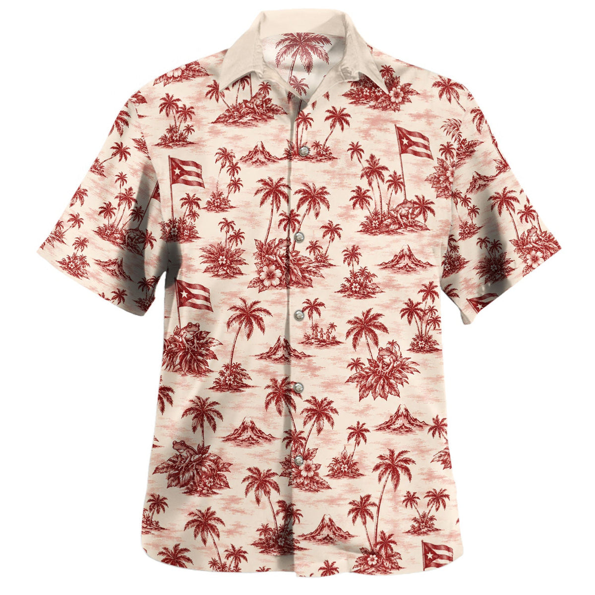 Puerto Rico Hawaiian Shirt Coqui Palm Island Toile-Myprintsy