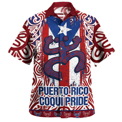 Puerto Rico Hawaiian Shirt Coqui Pride Flag Taino Tribal Style-Myprintsy