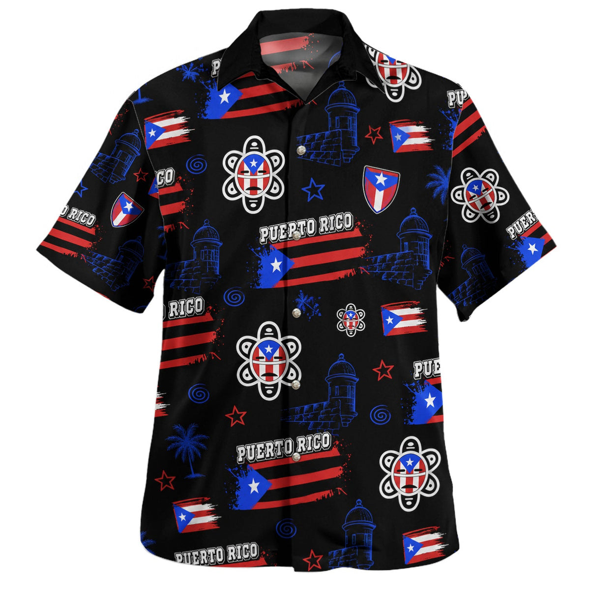Puerto Rico Hawaiian Shirt Taino Flag El Morro Street Art-Myprintsy