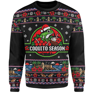 Puerto Rico Sweatshirt Coquito Season Puerto Rico Christmas Ugly Style-Myprintsy