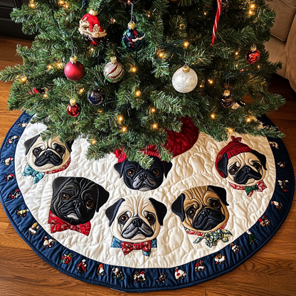 Pug Christmas Charm Christmas Quilted Tree Skirt VTQ-Myprintsy