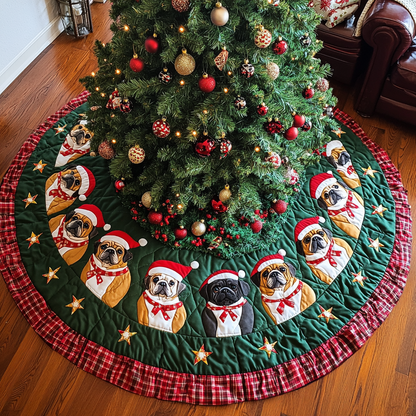 Pug Christmas Charm Christmas Quilted Tree Skirt-Myprintsy