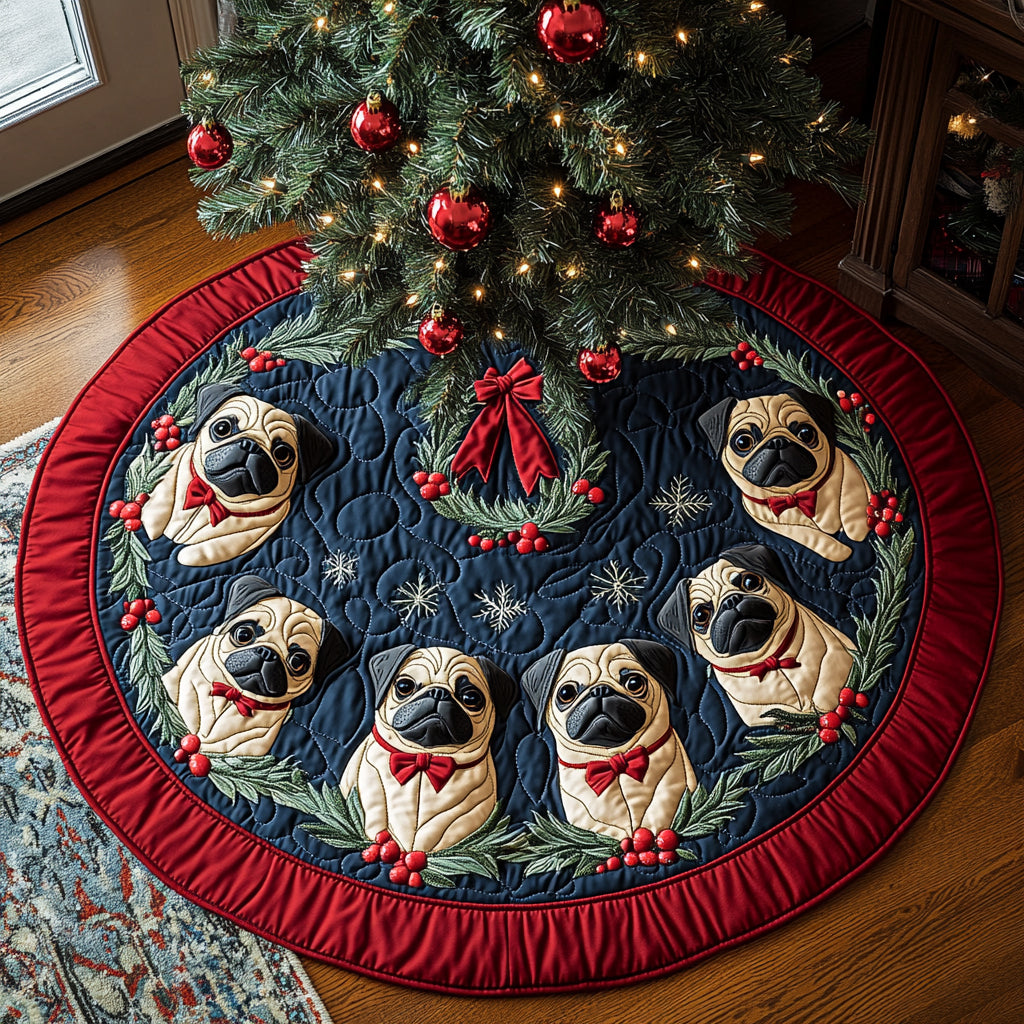 Pug Christmas Quilted Tree Skirt VT-Myprintsy
