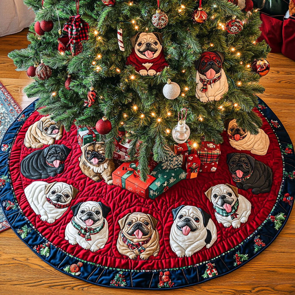 Pug Christmas Quilted Tree Skirt VT-Myprintsy