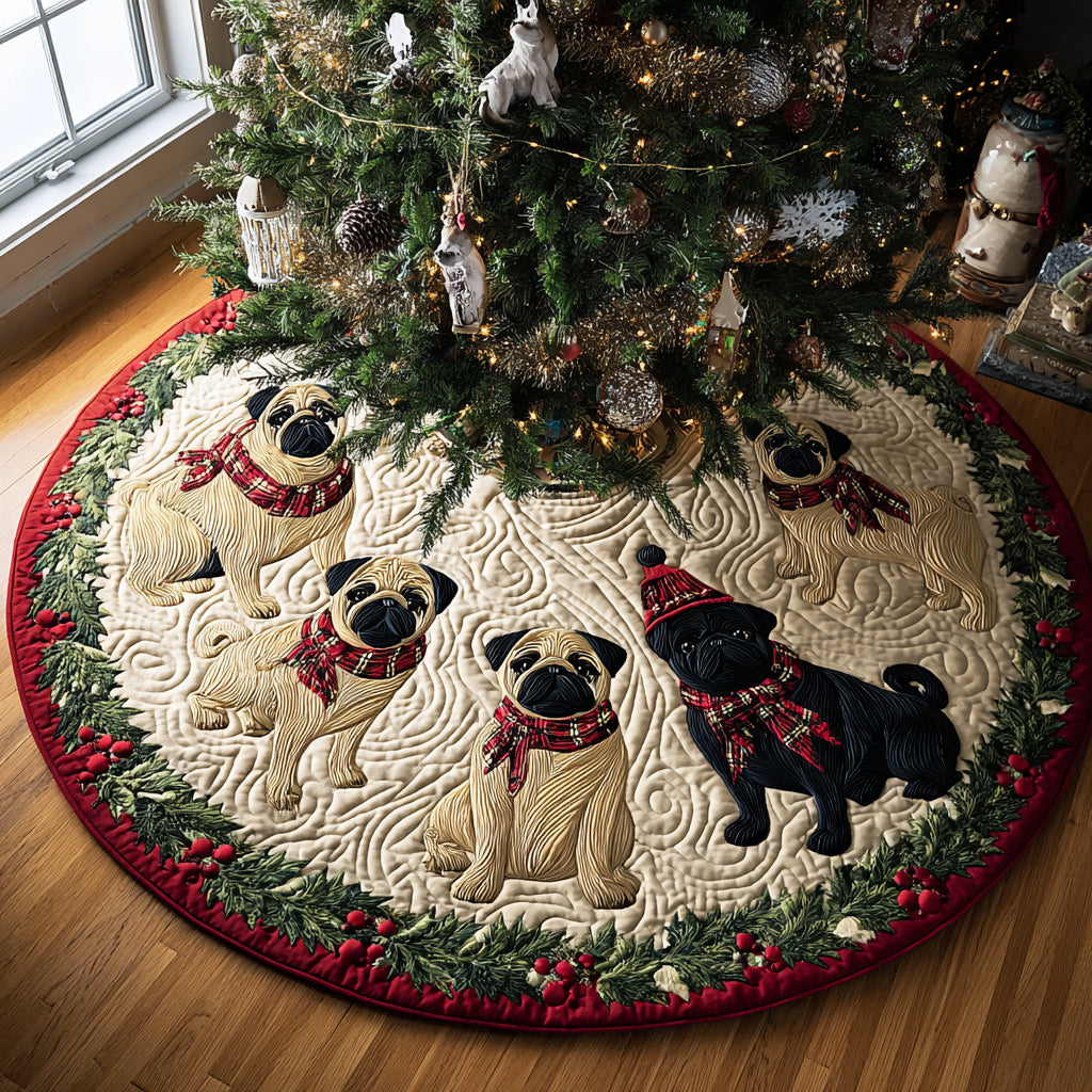 Pug Christmas Quilted Tree Skirt VT-Myprintsy