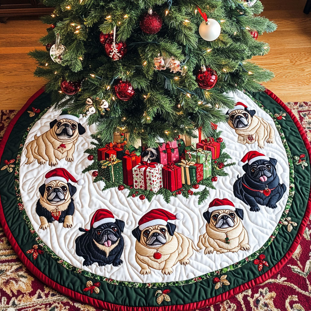 Pug Christmas Quilted Tree Skirt VT-Myprintsy