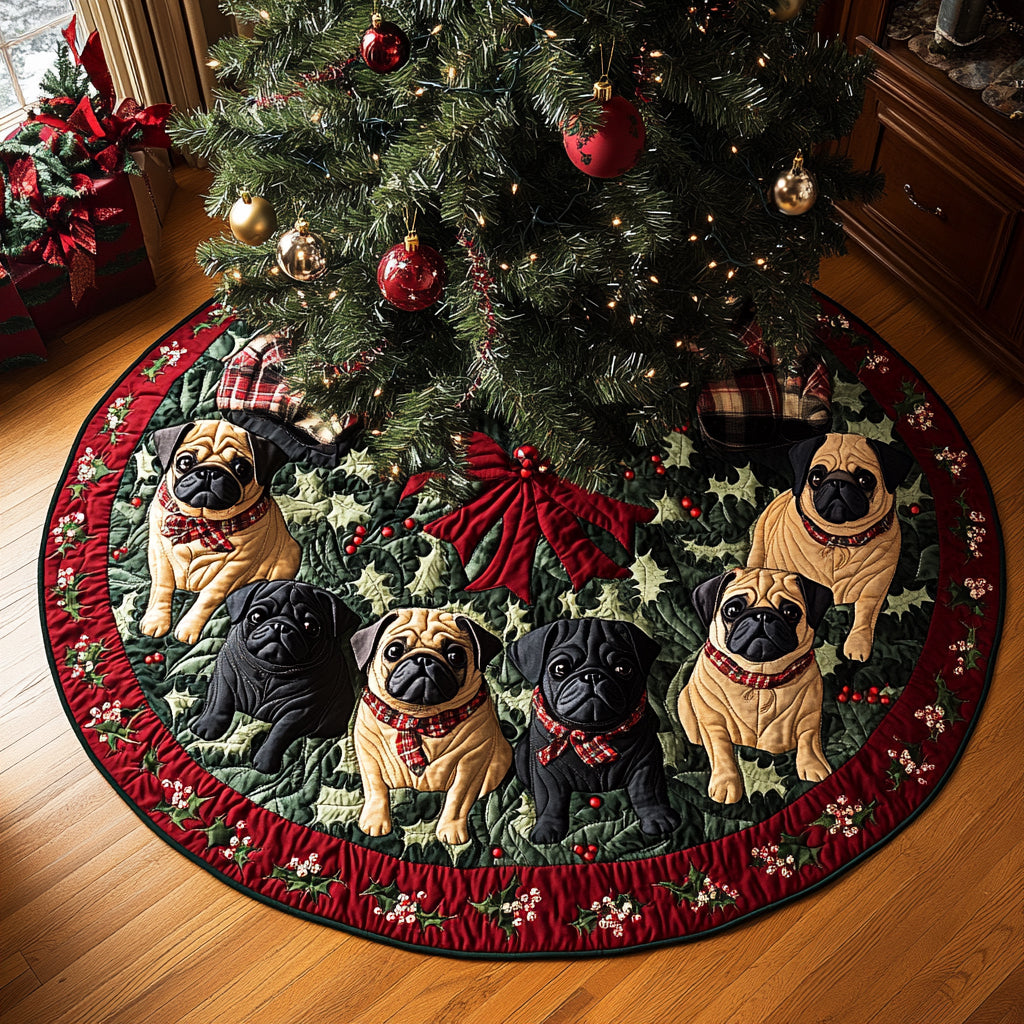 Pug Christmas Quilted Tree Skirt VT-Myprintsy