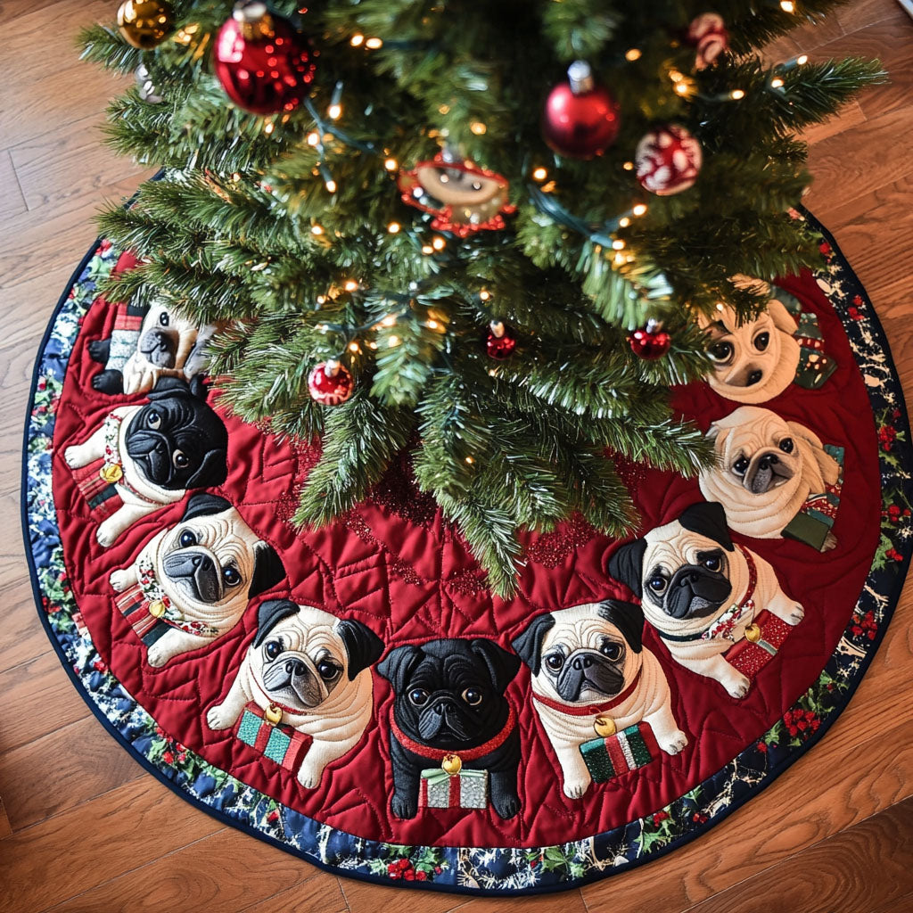Pug Christmas Quilted Tree Skirt VT-Myprintsy