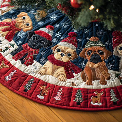 Pug Delight Christmas Quilted Tree Skirt VTQ-Myprintsy