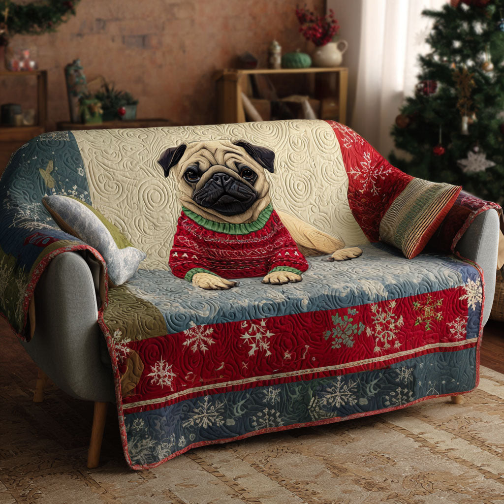 Pug Quilted Sofa Cover VTQ-Myprintsy