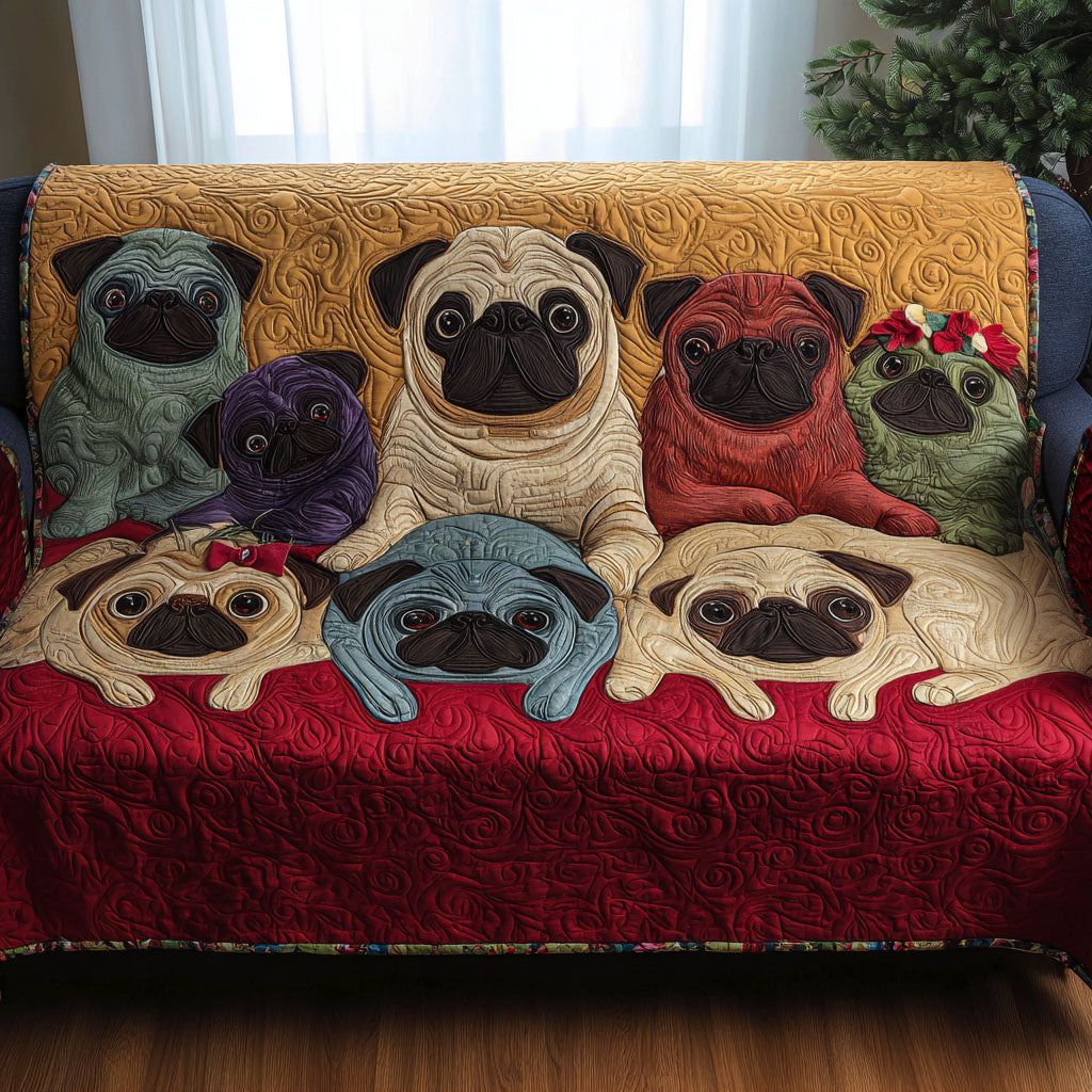 Pug Quilted Sofa Cover VTQ-Myprintsy