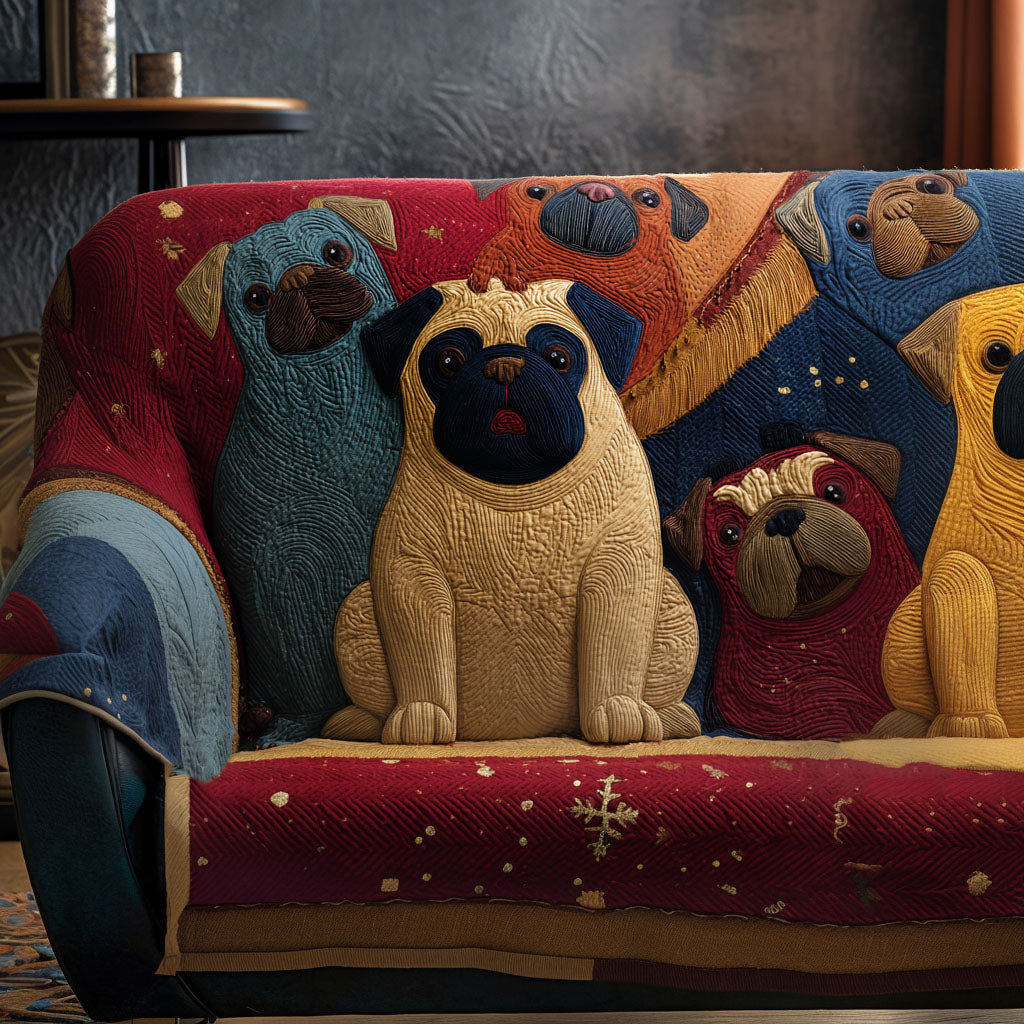 Pug Quilted Sofa Cover VTQ-Myprintsy