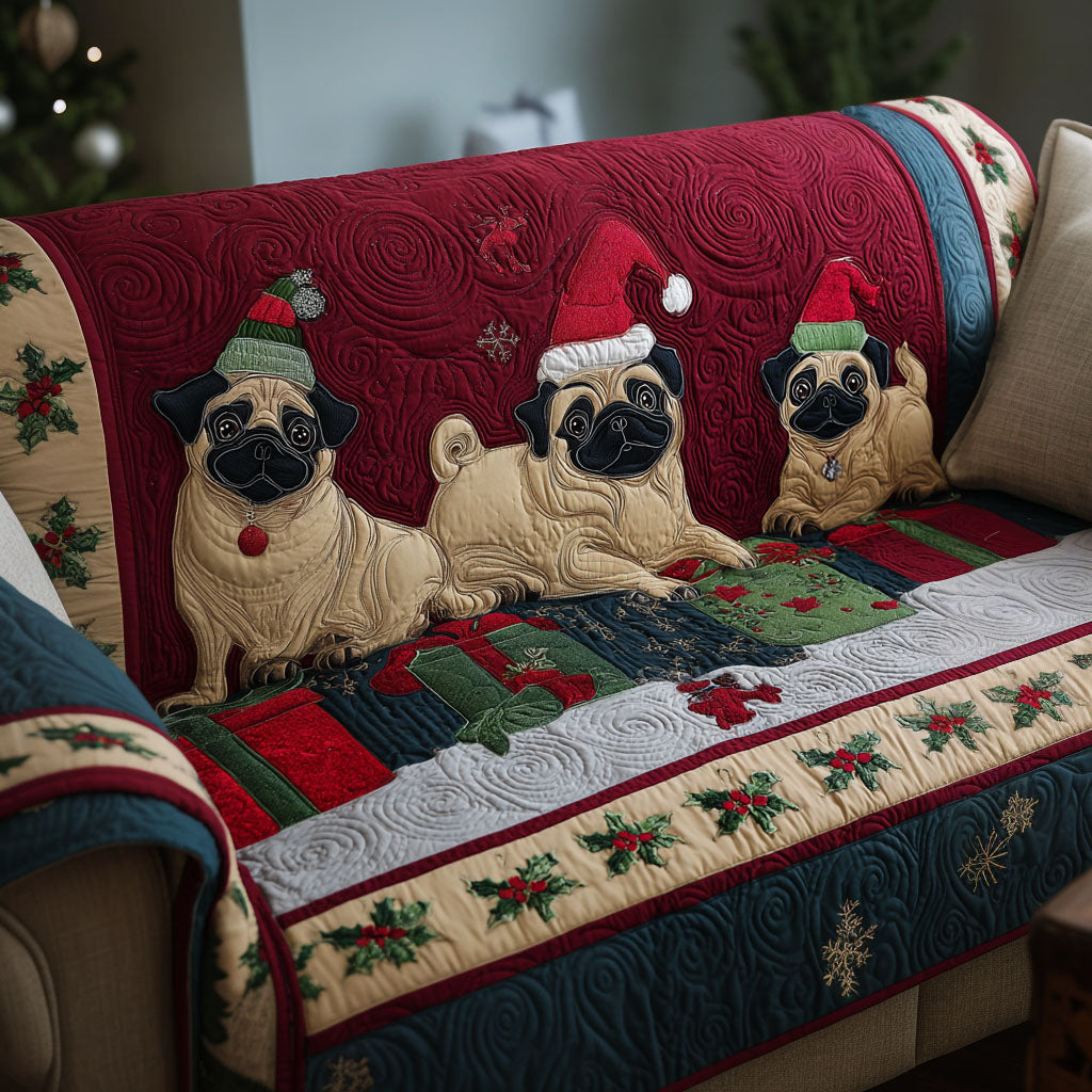 Pug Quilted Sofa Cover VTQ-Myprintsy