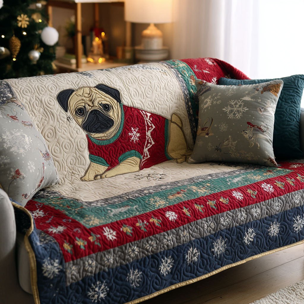 Pug Quilted Sofa Cover VTQ-Myprintsy