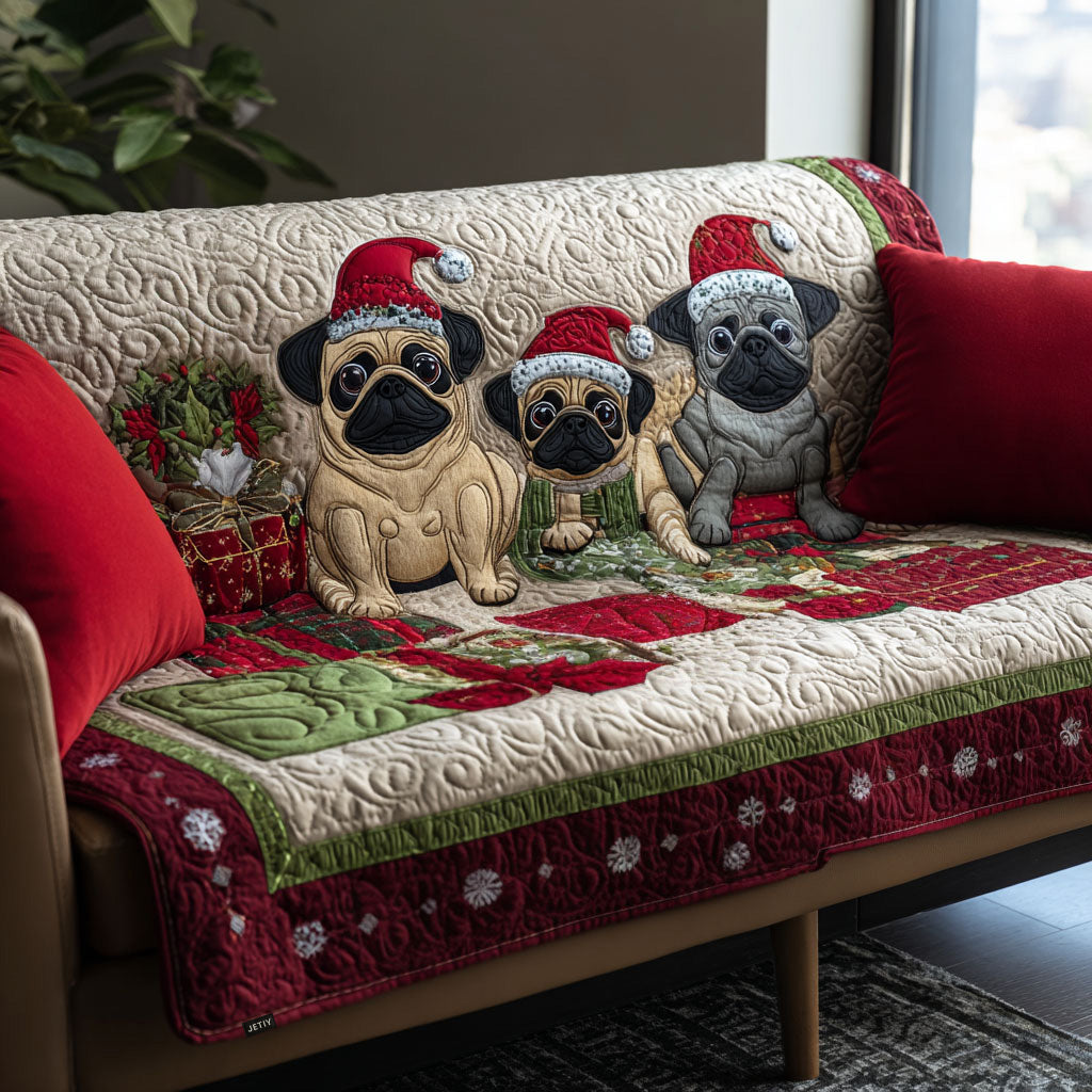 Pug Quilted Sofa Cover VTQ-Myprintsy