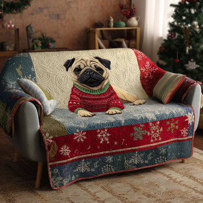 Pug in a Sweater Quilted Sofa Cover VTQ-Myprintsy