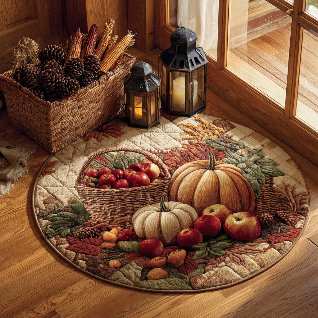 Pumpkin Basket Quilted Round Mat VTQ-Myprintsy