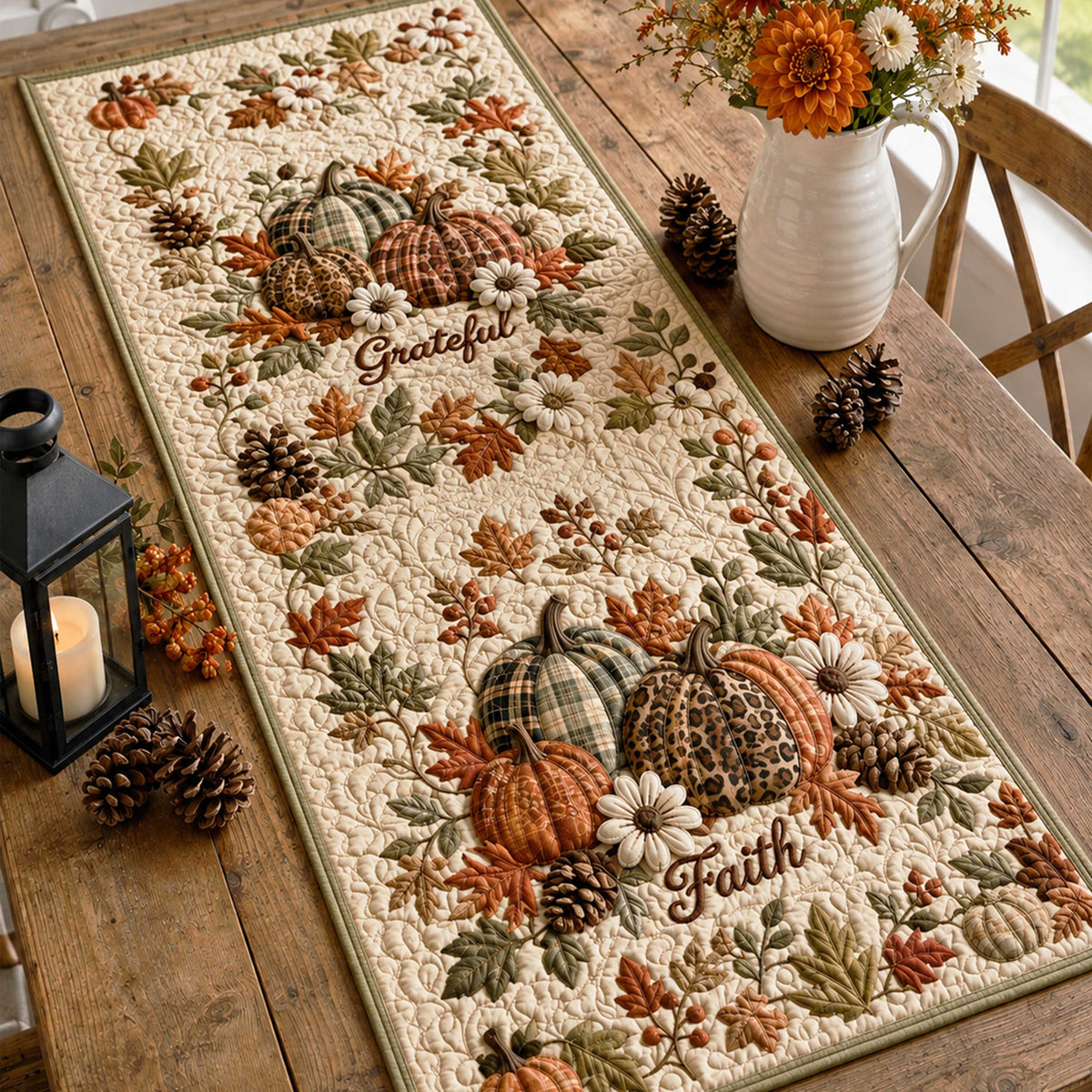 Pumpkin Bliss Quilted Table Runner VTQ-Myprintsy