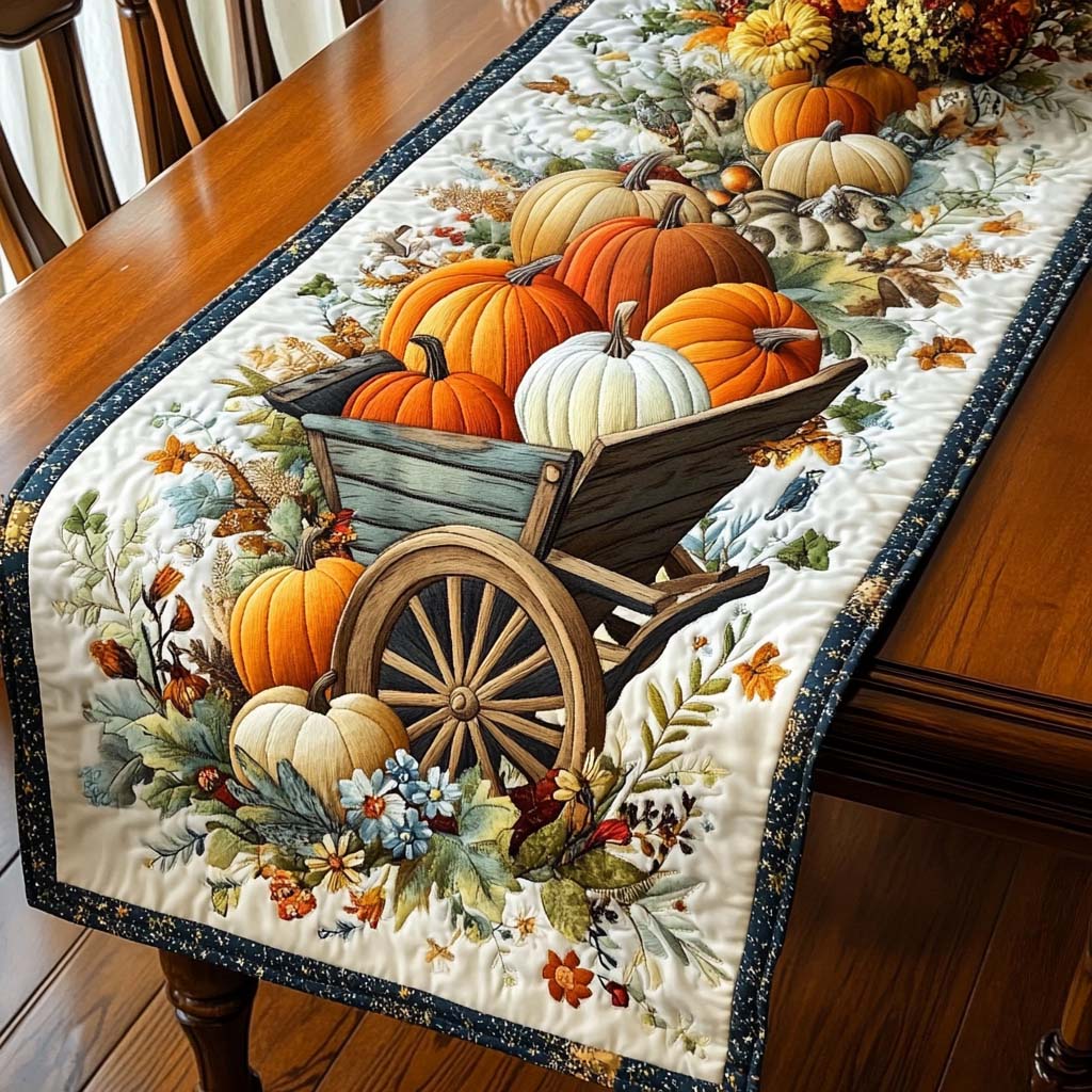 Pumpkin Cart Serenity Quilted Table Runner VTQ-Myprintsy
