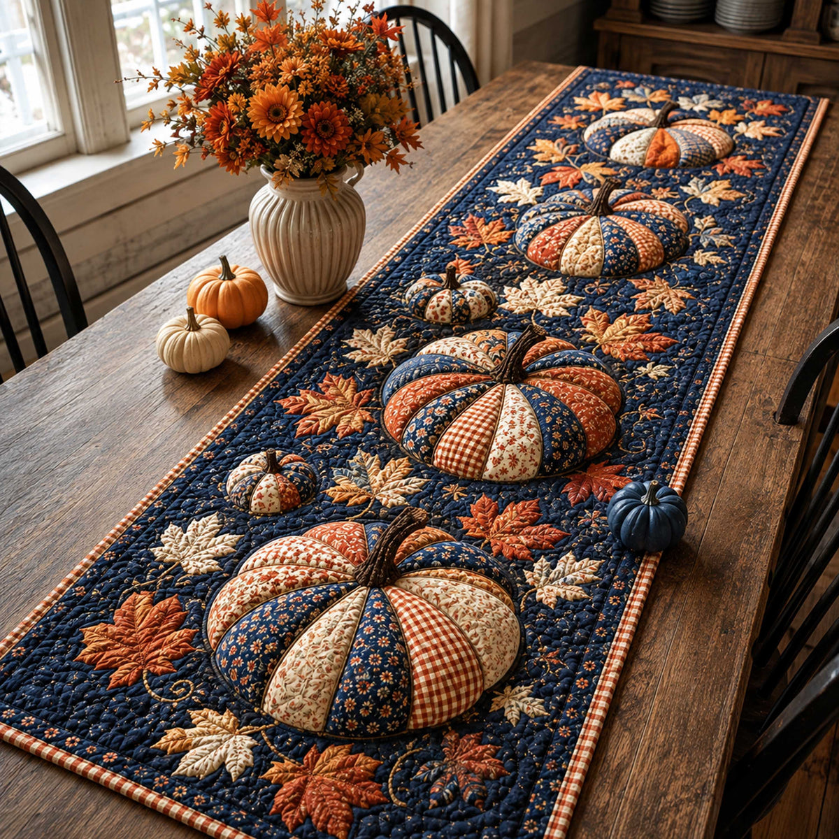 Pumpkin Charm Quilted Table Runner VTQ-Myprintsy