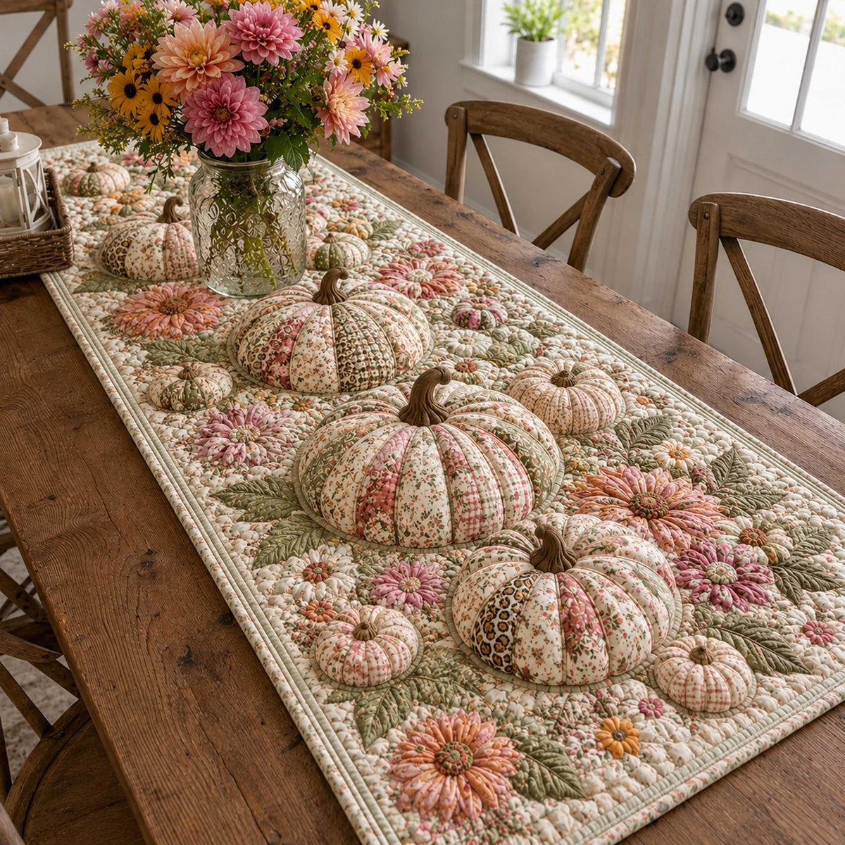 Pumpkin Cottage Quilted Table Runner VTQ-Myprintsy