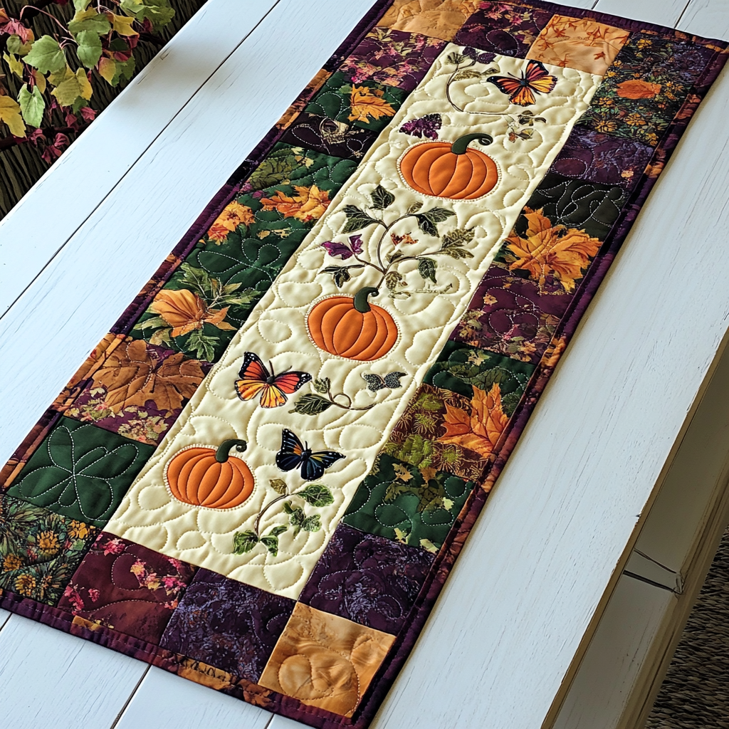 Pumpkin Fantasy Quilted Table Runner VTQ-Myprintsy