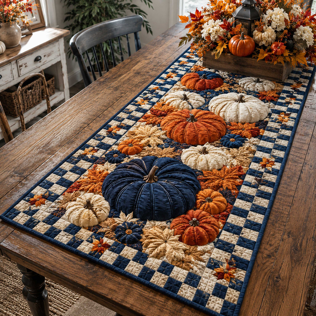 Pumpkin Fields Quilted Table Runner VTQ-Myprintsy