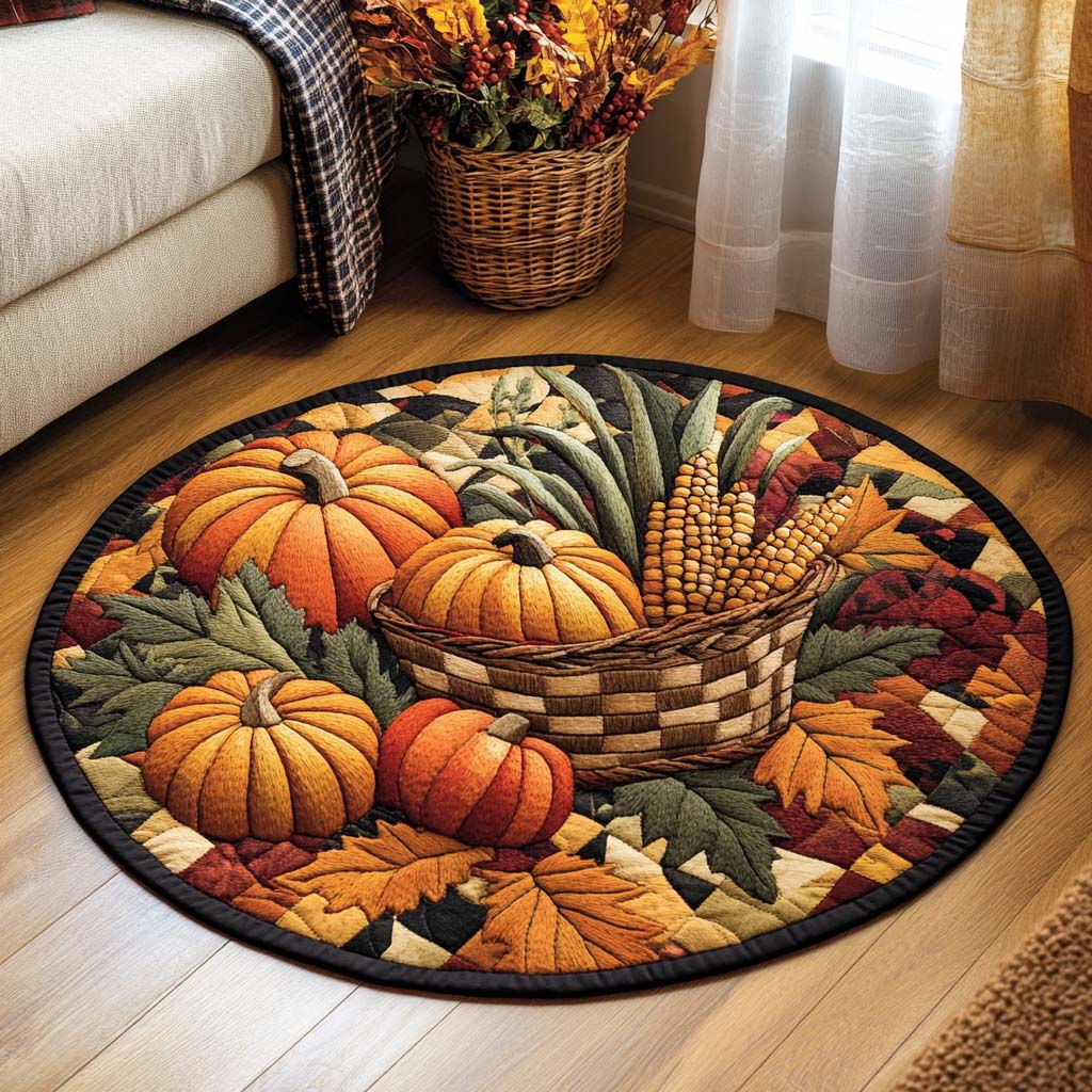 Pumpkin Harvest Quilted Round Mat VTQ-Myprintsy
