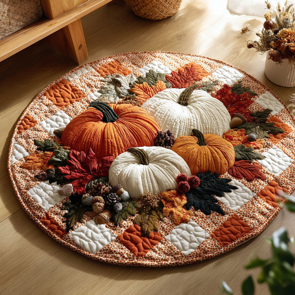 Pumpkin Patch Bliss Quilted Round Mat VTQ-Myprintsy
