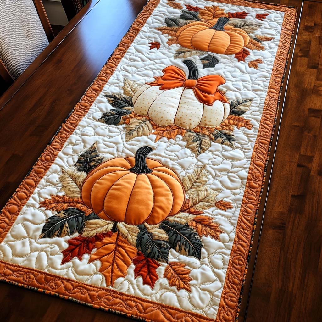 Pumpkin Patch Delight Quilted Table Runner VTQ-Myprintsy