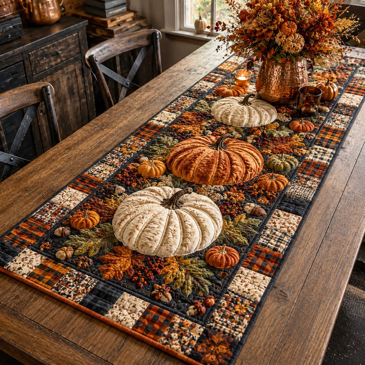 Pumpkin Patch Quilted Table Runner VTQ-Myprintsy