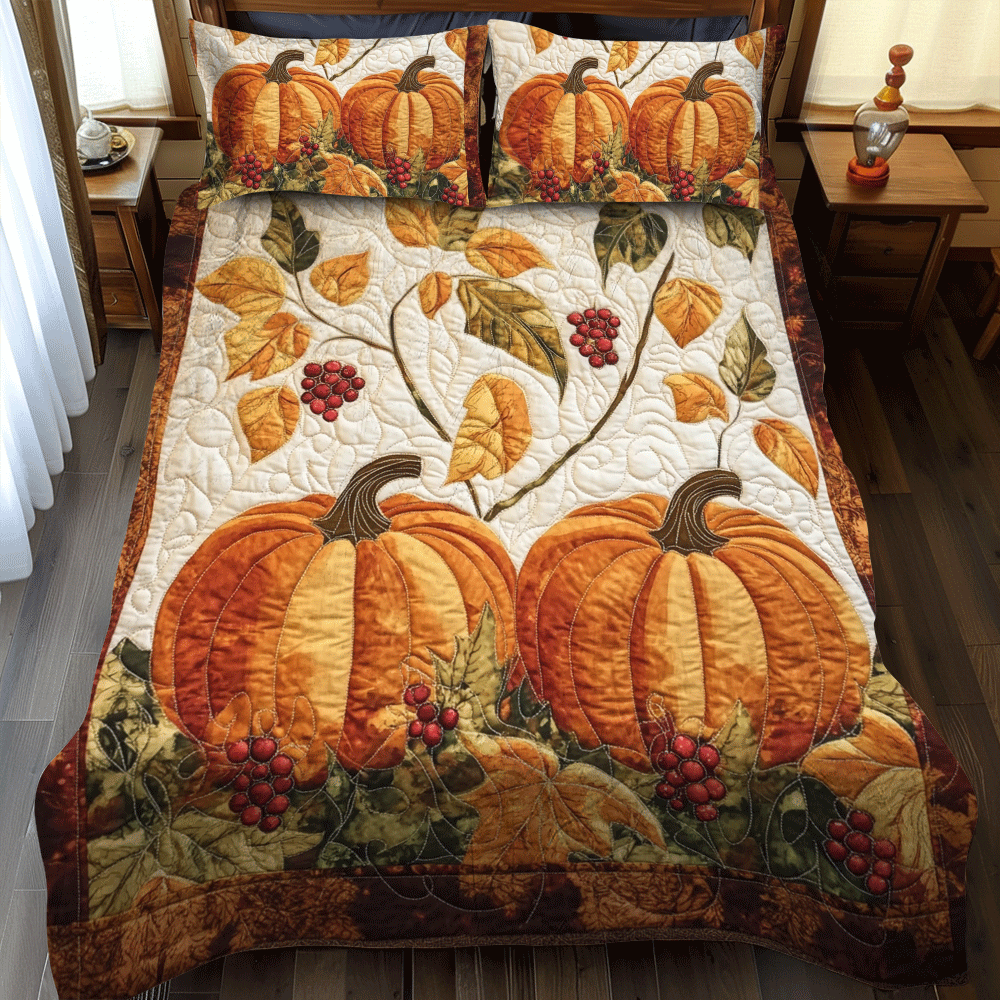 Pumpkin Patch Thanksgiving -Piece Quilted Bedding Set PD VTQ-Myprintsy