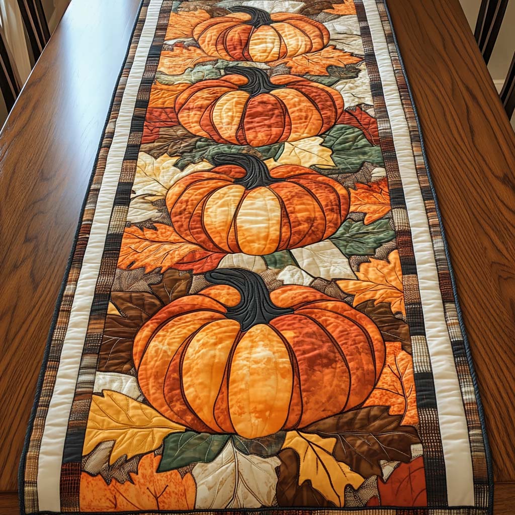 Pumpkin Patchwork Quilted Table Runner VTQ-Myprintsy