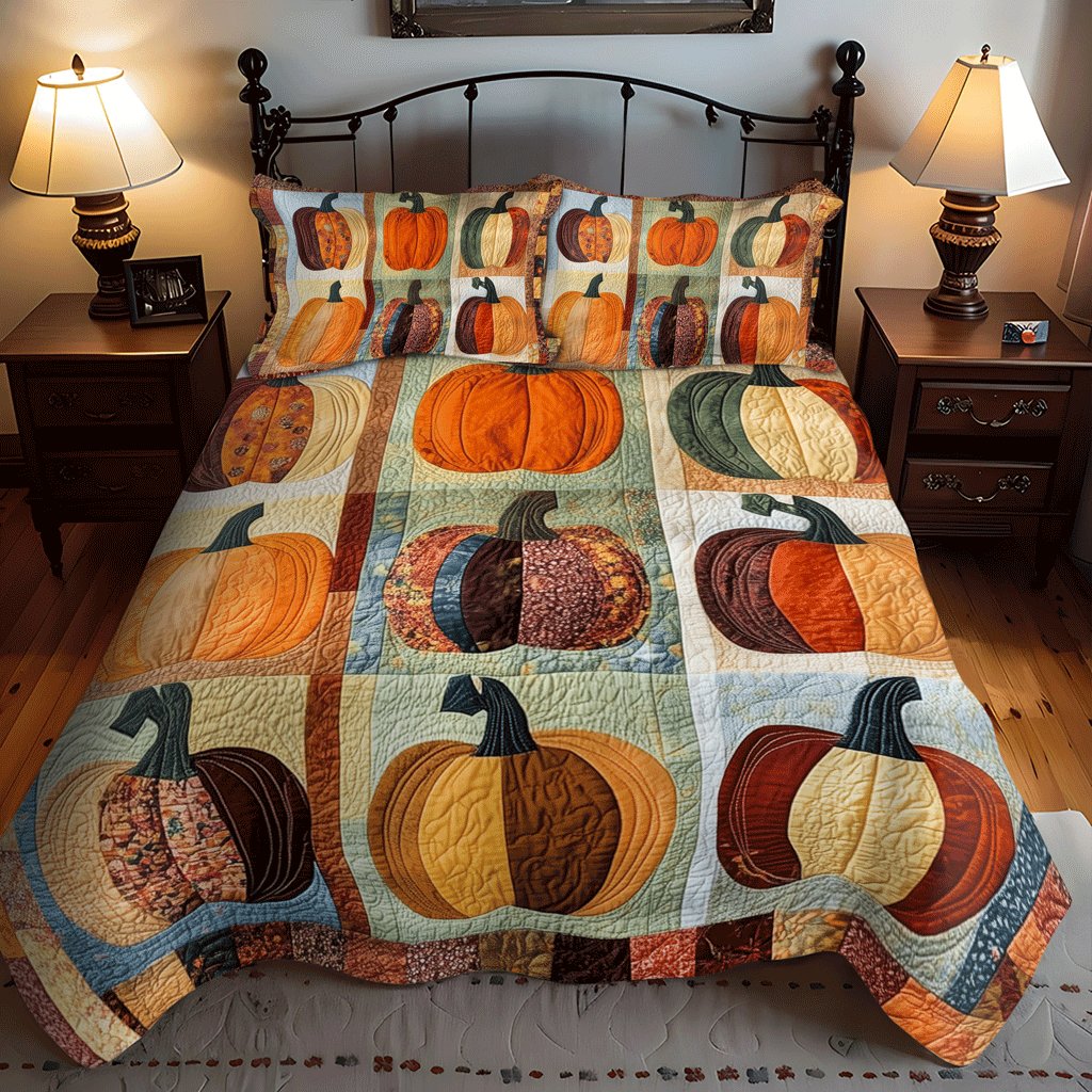 Pumpkin Spice -Piece Quilted Bedding Set VTQ-Myprintsy