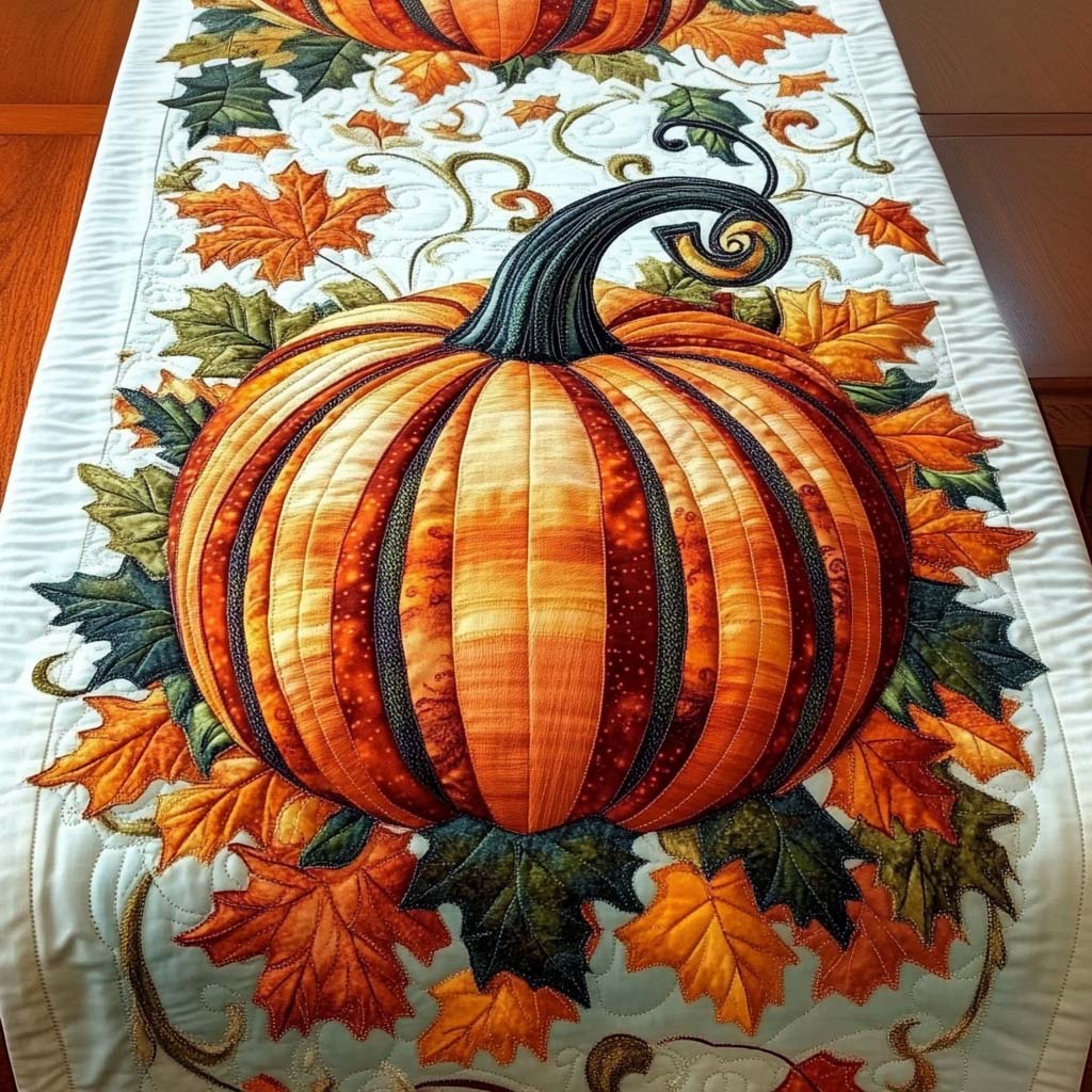 Pumpkin Spice Quilted Table Runner VTQ-Myprintsy