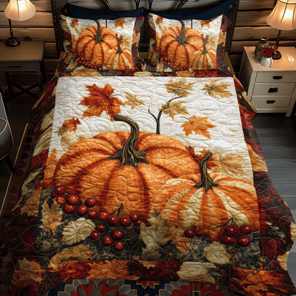 Pumpkin Thanksgiving Spirit -Piece Quilted Bedding Set PD VTQ-Myprintsy